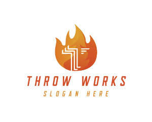 Hot Fire Flame BBQ logo design