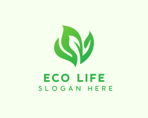 Natural Green Leaves logo design