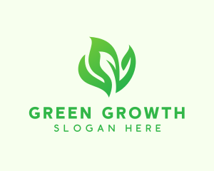 Natural Green Leaves logo design