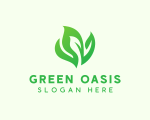 Natural Green Leaves logo design