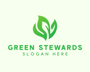 Natural Green Leaves logo design