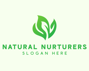 Natural Green Leaves logo design