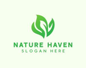 Natural Green Leaves logo design