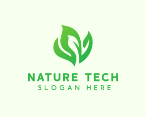 Natural Green Leaves logo design