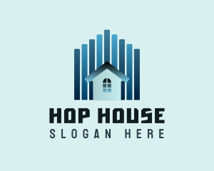 Bar Graph Building House logo design