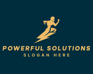 Running Electric Power Man logo design