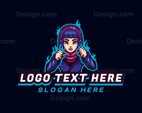 Fighter Woman Gamer Logo