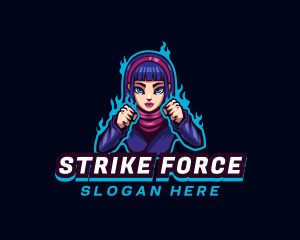 Fighter Woman Cosplay Gamer  logo