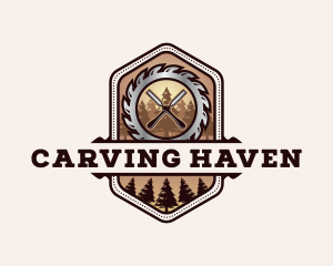 Chisel Saw Carpentry logo design