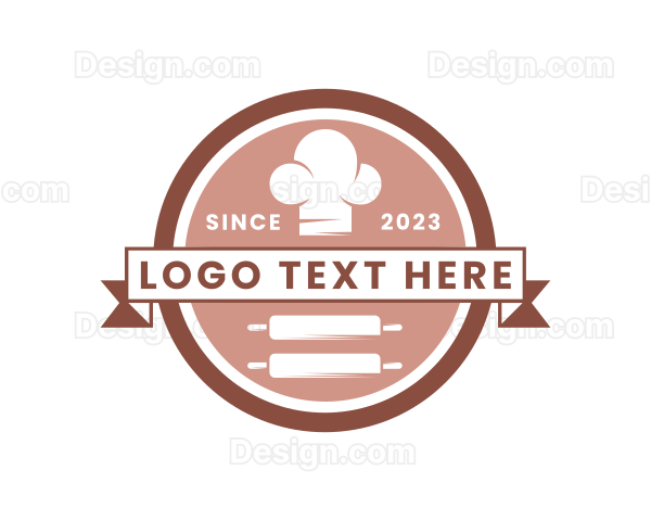 Chef Hat Rolling Pin Bakery Logo