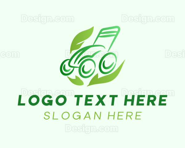 Green Lawn Mower Leaf Logo