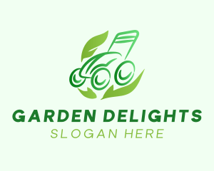 Green Lawn Mower Leaf logo design