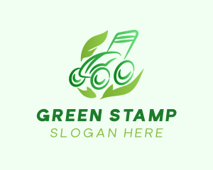 Green Lawn Mower Leaf logo design