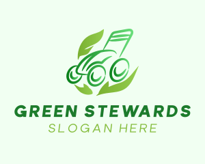 Green Lawn Mower Leaf logo design