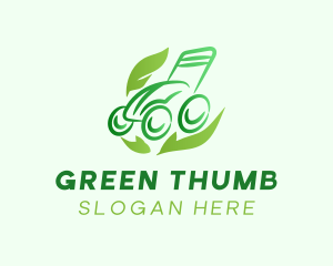 Green Lawn Mower Leaf logo design