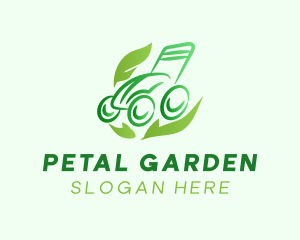 Green Lawn Mower Leaf logo design