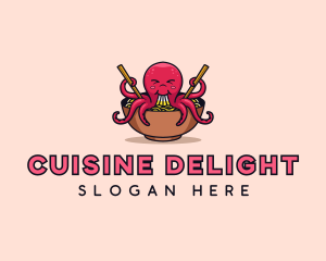 Octopus Noodle Ramen logo design