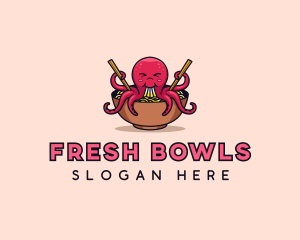 Octopus Noodle Ramen logo design