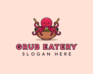 Octopus Noodle Ramen logo design