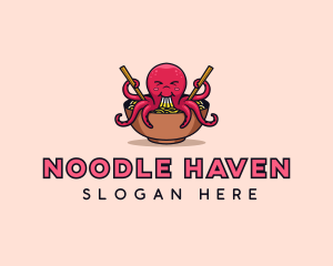 Octopus Noodle Ramen logo design