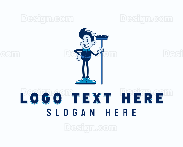 Sanitation Janitor Cleaning Logo