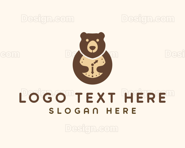 Bear Clock Animal Logo