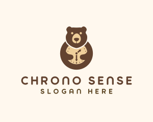 Bear Clock Animal logo design