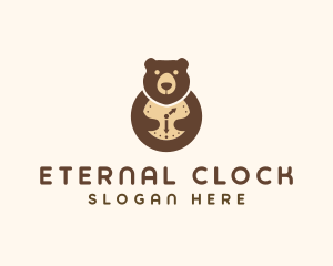 Bear Clock Animal logo