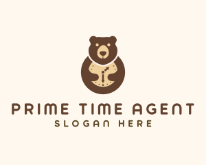 Bear Clock Animal logo design