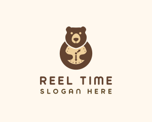 Bear Clock Animal logo design