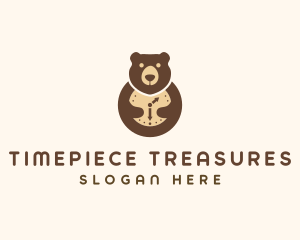 Bear Clock Animal logo design