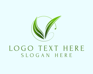 Organic Leaf Letter V logo