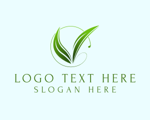 Organic Leaf Letter V Logo