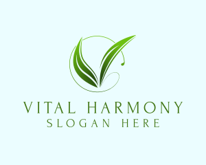 Organic Leaf Letter V logo design