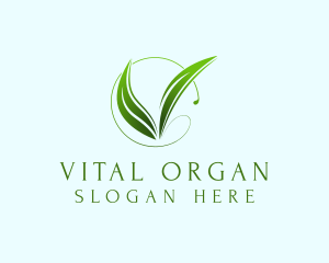 Organic Leaf Letter V logo design