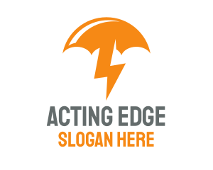 Orange Lightning Umbrella logo design