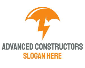 Orange Lightning Umbrella logo design