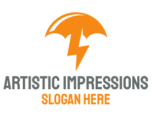 Orange Lightning Umbrella logo design