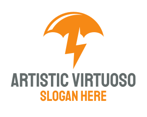 Orange Lightning Umbrella logo design