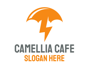 Orange Lightning Umbrella logo design