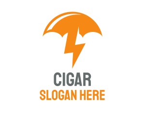 Orange Lightning Umbrella logo design