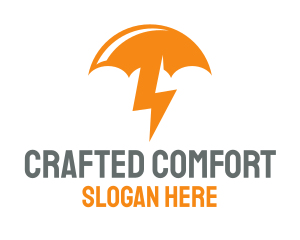 Orange Lightning Umbrella logo design