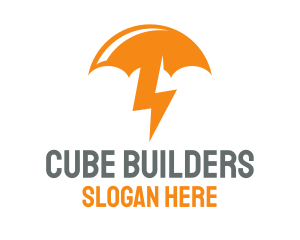 Orange Lightning Umbrella logo design