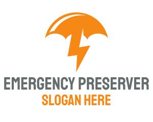 Orange Lightning Umbrella logo design