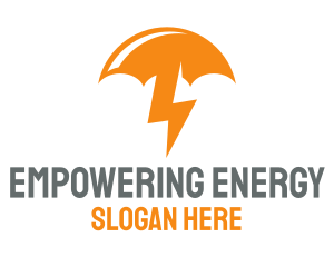 Orange Lightning Umbrella logo design