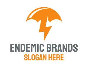 Orange Lightning Umbrella logo design