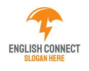 Orange Lightning Umbrella logo design