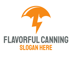 Orange Lightning Umbrella logo design