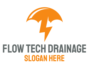 Orange Lightning Umbrella logo design