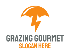 Orange Lightning Umbrella logo design